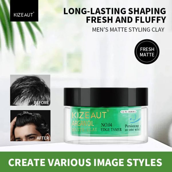 Formulated with Moroccan argan oil, KIZEAUT matte hair clay creates natural matte fixation with zero heavy, stuffy feeling on your scalp.