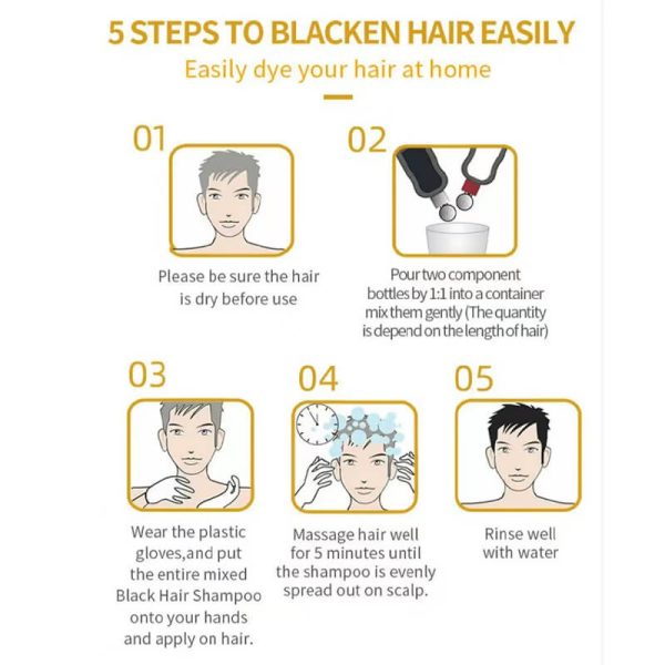 KIZEAUT Quick Magic Black Hair Shampoo Dye Set
