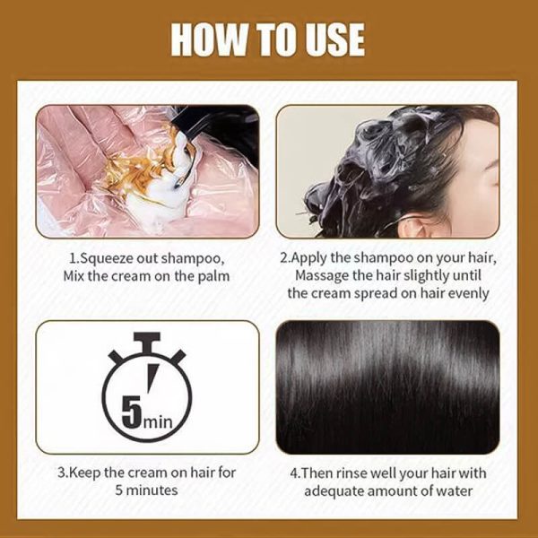 KIZEAUT Coconut Oil Hair Dye Shampoo, Easily Cover Gray Hair, Long-lasting & Hair-friendly