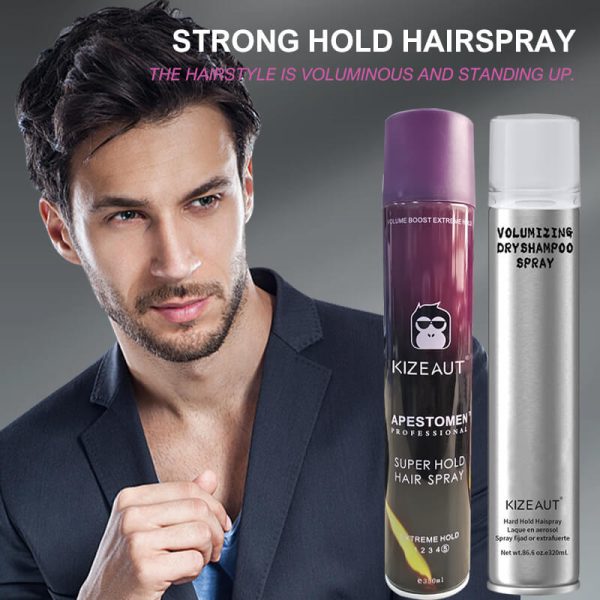 KIZEAUT strong hold hair spray matched with volumizing dry shampoo spray