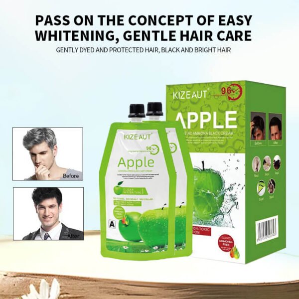 KIZEAUT Apple Extract Ammonia Free Black Hair Dye, Clear Water Formula No Scalp Staining