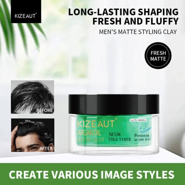 Formulated with Moroccan argan oil, KIZEAUT matte hair clay creates natural matte fixation with zero heavy, stuffy feeling on your scalp.