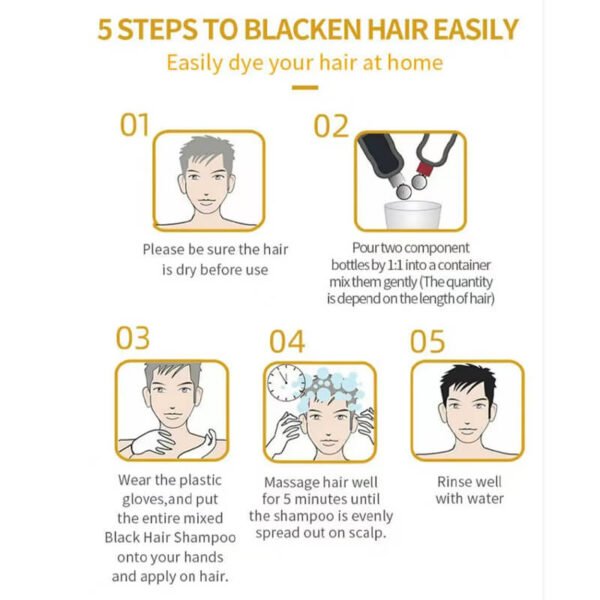 KIZEAUT Quick Magic Black Hair Shampoo Dye Set