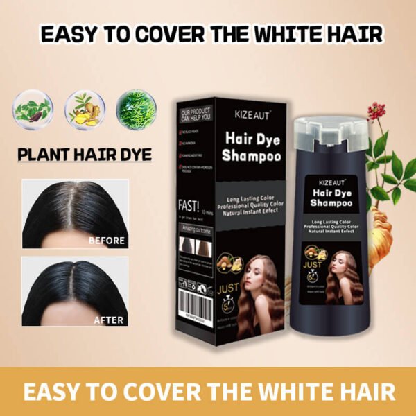 KIZEAUT Ginger Hair Dye Shampoo, Get Black Hair With One Wash At Home