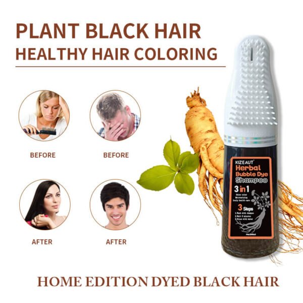 KIZEAUT 3 In 1 Ginger Herbal Bubble Hair Dye Shampoo With Comb