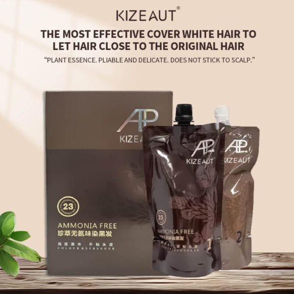 KIZEAUT AP Ammonia-Free Hair Dye Cream with Plant Extracts for Natural Black Hair