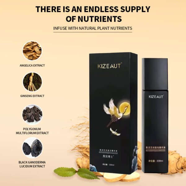 KIZEAUT Plant-Based Hair Darkening Essence, Ginseng & Angelica Hair Nourishing Treatment for Grey Hair Care