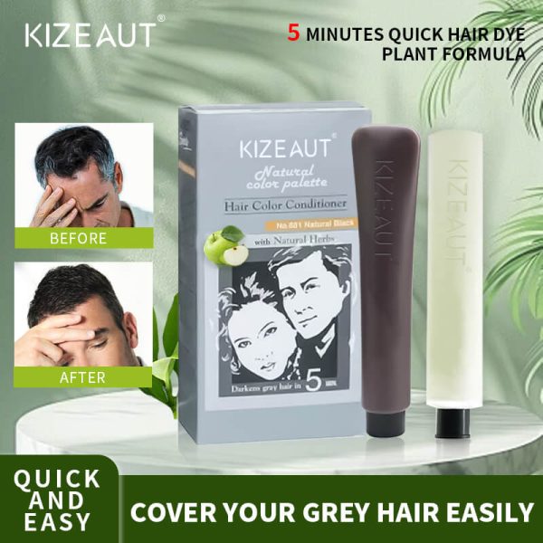 KIZEAUT Apple Plant Extract 5-Minute Fast Black Hair Coloring Conditioner for Grey Hair Coverage