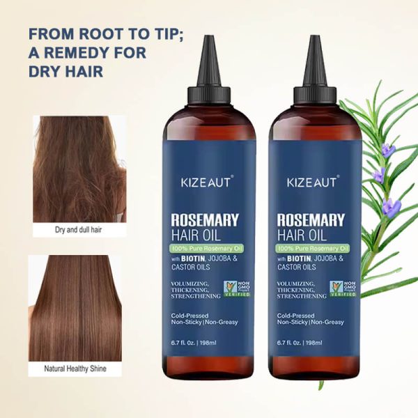 KIZEAUT pure rosemary hair essence works effortlessly to smooth flyaways and frizz for daily use.