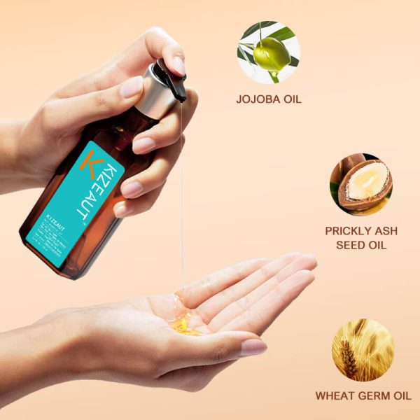 KIZEAUT natural hair oil calms rough dry frizz while restoring impaired hair cuticles