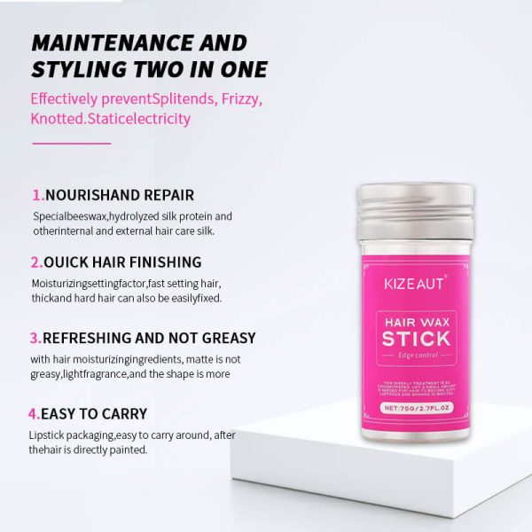 Developed exclusively for curly hair, the KIZEAUT flyaway taming wax stick simplifies daily hair arranging and styling.