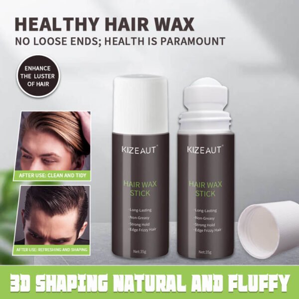 KIZEAUT Flyaway Hair Wax Stick, 35g Twist-Up Design. Tame messy sideburns and flyaways to eliminate frizzy hair.