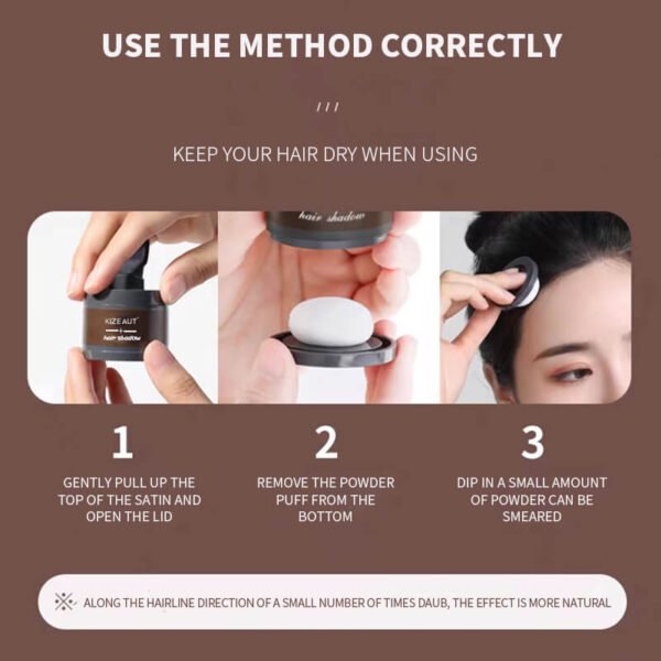 KIZEAUT Hairline Shadow Powder, Scalp Line Filler for Forehead & Sideburns, Creates Voluminous & Full Hair Look