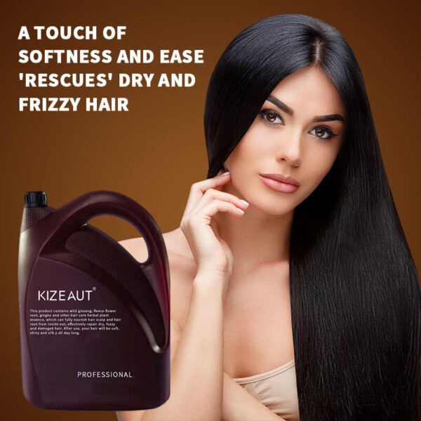 This bulk-sized KIZEAUT herbal hair treatment cream is equipped with a comfortable portable handle for easy transport and use.