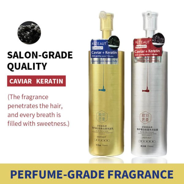KIZEAUT Caviar & Keratin Shampoo & Conditioner Set | Caviar Essence to Repair Damaged Hair Cuticles