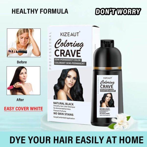 KIZEAUT One Wash Black Hair Dye Shampoo, No Mix Required Natural Plant Bubble Hair Color