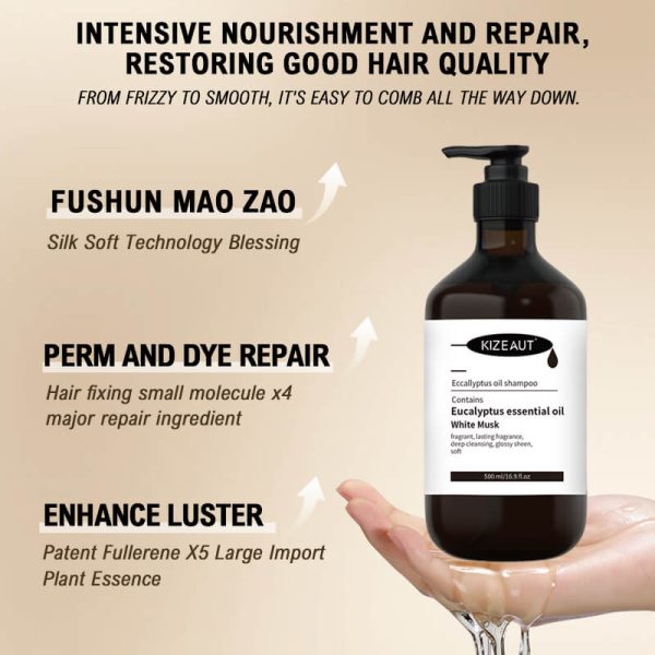 KIZEAUT shampoo infused with eucalyptus essential oil keeps your strands light and airy, avoiding greasy flat hair.