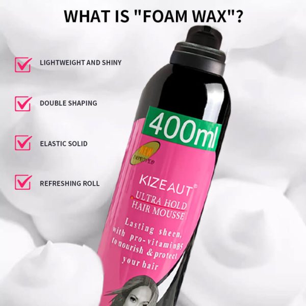 Newly Upgraded KIZEAUT Strong Hold Styling Mousse. Styles hair while nourishing and repairing strands.