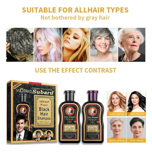 KIZEAUT Quick Magic Black Hair Shampoo Dye Set