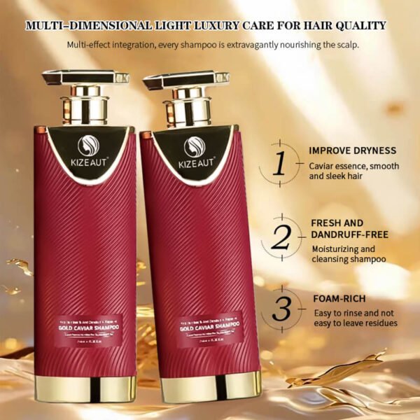 KIZEAUT Golden Caviar Shampoo | Effectively Remove Dandruff & Repair Damaged Hair