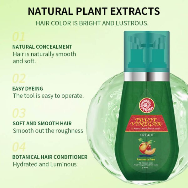 KIZEAUT Fruit Vinegar Ammonia Free Natural Black Hair Color Gel
