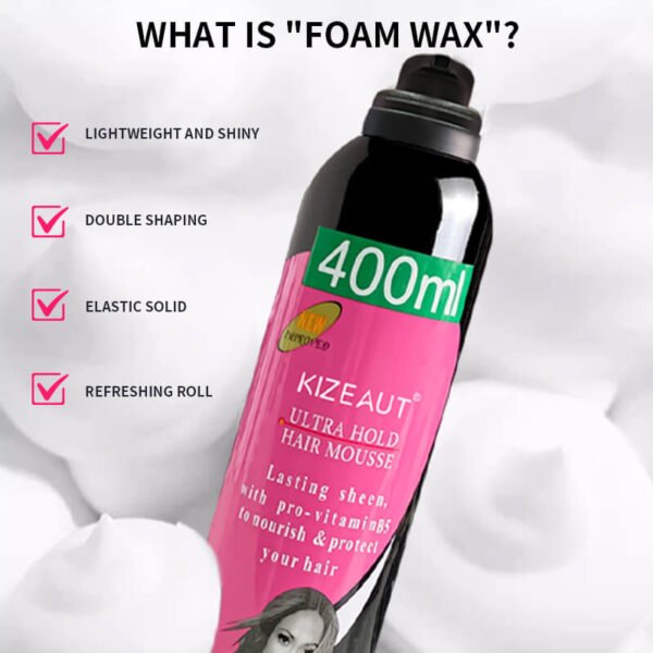 Newly Upgraded KIZEAUT Strong Hold Styling Mousse. Styles hair while nourishing and repairing strands.