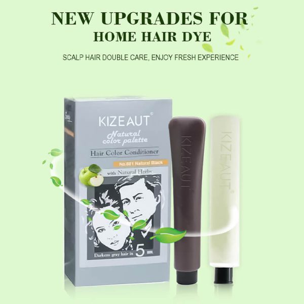 KIZEAUT Apple Plant Extract 5-Minute Fast Black Hair Coloring Conditioner for Grey Hair Coverage