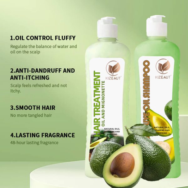 KIZEAUT Avocado Oil Shampoo & Conditioner Set, optimizes unhealthy scalp prone to heat discomfort and excess sebum buildup