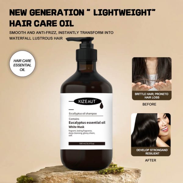 KIZEAUT shampoo infused with eucalyptus essential oil keeps your strands light and airy, avoiding greasy flat hair.