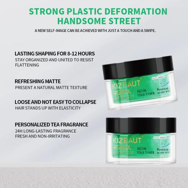 Formulated with Moroccan argan oil, KIZEAUT matte hair clay creates natural matte fixation with zero heavy, stuffy feeling on your scalp.