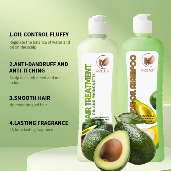 KIZEAUT Avocado Oil Shampoo & Conditioner Set, optimizes unhealthy scalp prone to heat discomfort and excess sebum buildup