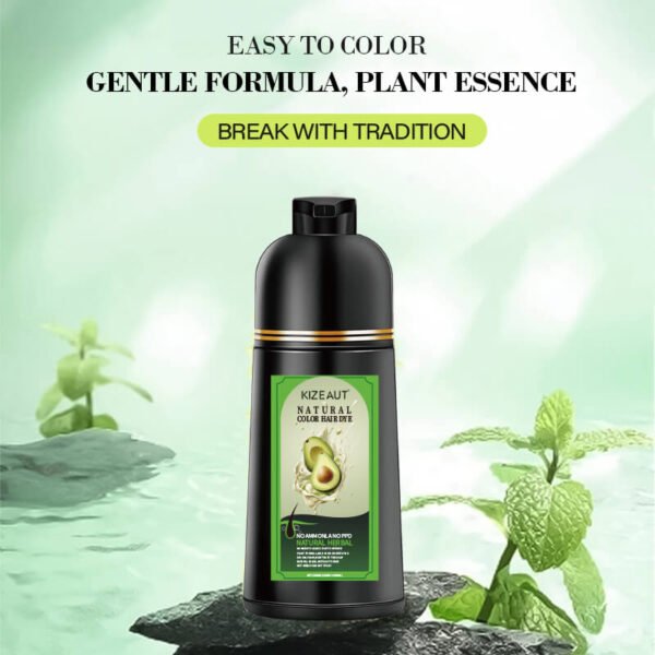 KIZEAUT Avocado Herbal Black Hair Dye Shampoo, Ammonia & PPD Free Home Hair Color for Gray Hair Coverage