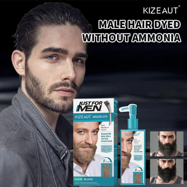 KIZEAUT Beard Dye Cream Specially for Men, Ammonia-Free Gentle Formula to Cover Grey & White Beard Hair