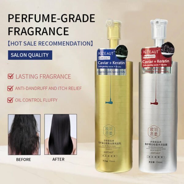 KIZEAUT Caviar & Keratin Shampoo & Conditioner Set | Caviar Essence to Repair Damaged Hair Cuticles