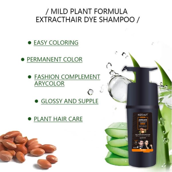 KIZEAUT Argan Oil Quick Black Hair Color Shampoo Bulk Factory Supply | Custom Logo & Formula Available