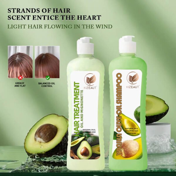 KIZEAUT Avocado Oil Shampoo & Conditioner Set, optimizes unhealthy scalp prone to heat discomfort and excess sebum buildup