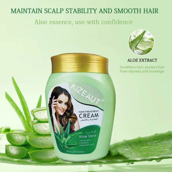 Our 1000ml jumbo-sized KIZEAUT hair mask provides two essential formulas including aloe vera and garlic variants.