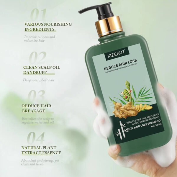 KIZEAUT Ginger Extract Anti Hair Loss Shampoo Cleanses Scalp Nourish Hair Root Reduce Hair Fall 500ml