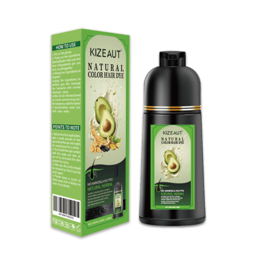 KIZEAUT Avocado Herbal Black Hair Dye Shampoo, Ammonia & PPD Free Home Hair Color for Gray Hair Coverage