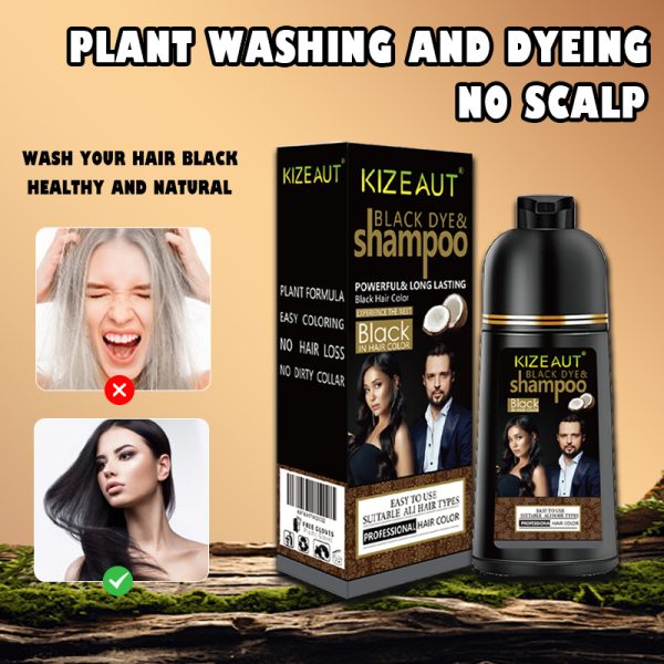 KIZEAUT Coconut Oil Hair Dye Shampoo, Easily Cover Gray Hair, Long-lasting & Hair-friendly