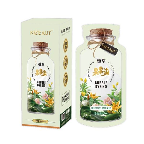 KIZEAUT Plant Extract Fruit Bubble Hair Dye, Gentle Sachet Hair Color Cream