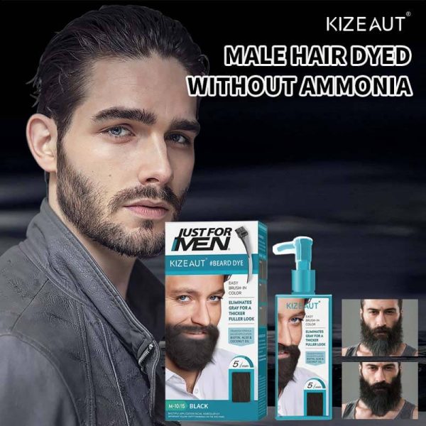 KIZEAUT Beard Dye Cream Specially for Men, Ammonia-Free Gentle Formula to Cover Grey & White Beard Hair