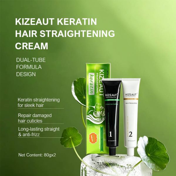 KIZEAUT Keratin Straightening Cream Infused with Natural Aloe Vera Extract