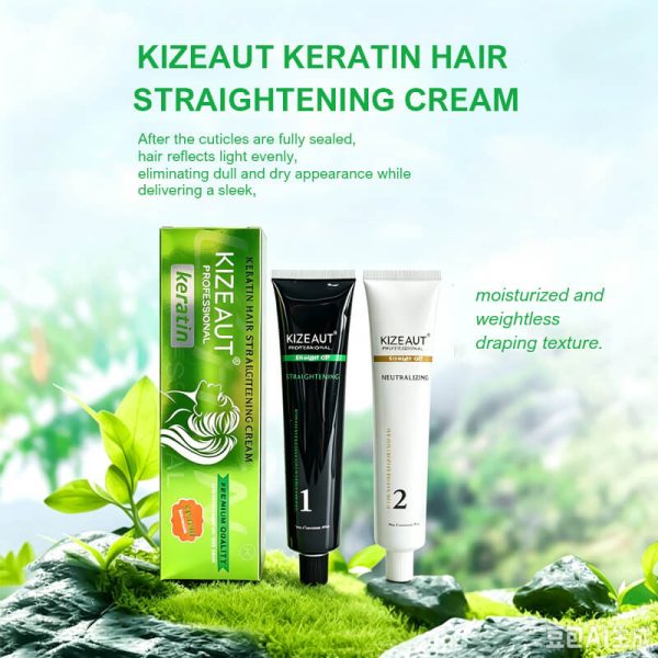 KIZEAUT Keratin Straightening Cream Infused with Natural Aloe Vera Extract