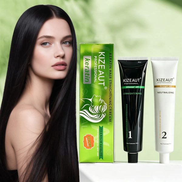 KIZEAUT Keratin Straightening Cream Infused with Natural Aloe Vera Extract